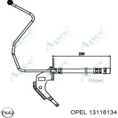 13116134 Opel tubo flexible de frenos trasero derecho