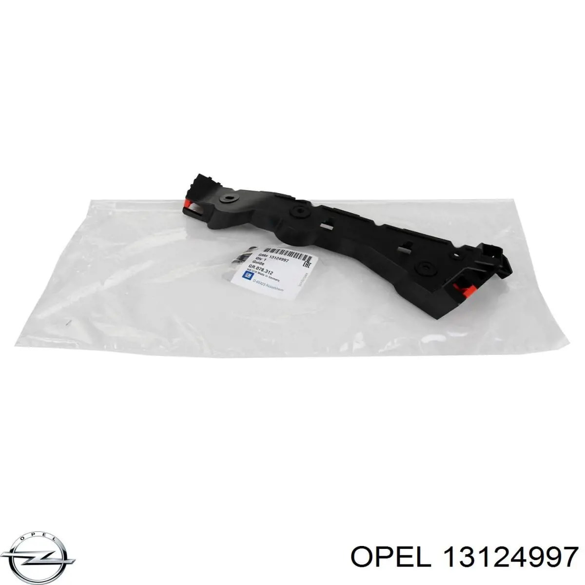 13124997 Opel soporte de guía para parachoques delantero, izquierdo