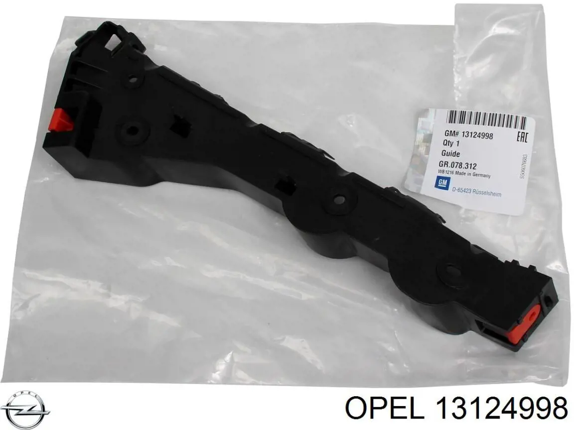 13124998 Opel soporte de guía para parachoques delantero, derecho