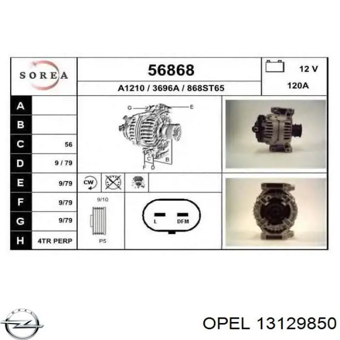 Alternador 13129850 Opel
