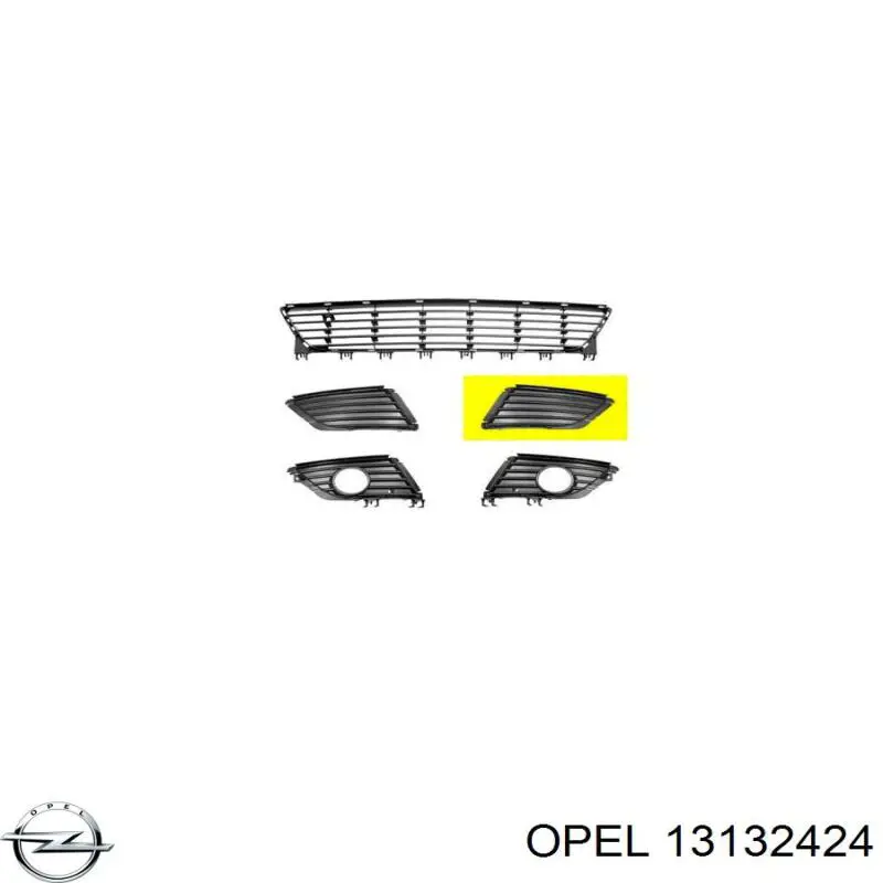 13132424 Opel rejilla del parachoques delantera izquierda