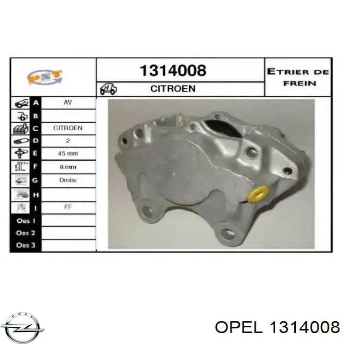 1314008 Opel bastidor radiador (armazón)