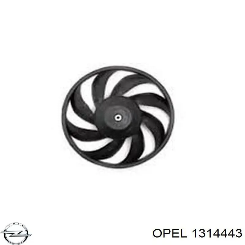 1314443 Opel difusor de radiador, ventilador de refrigeración, condensador del aire acondicionado, completo con motor y rodete