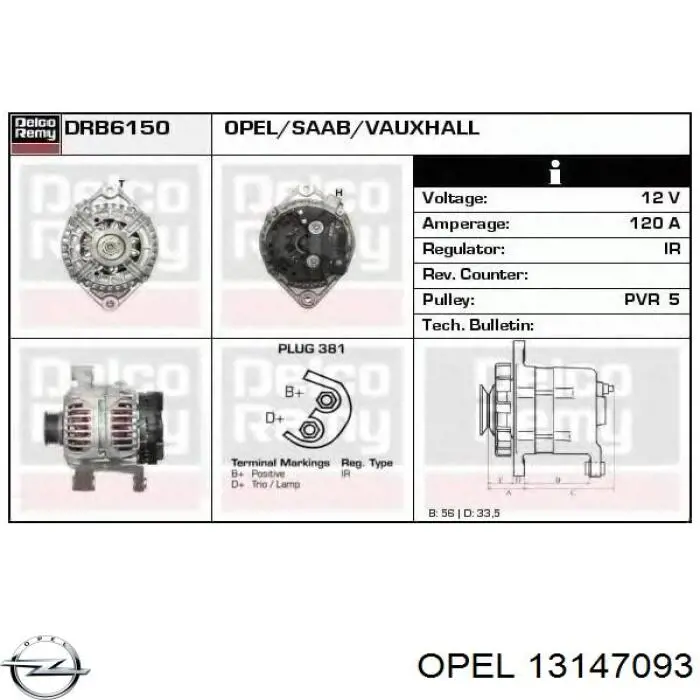 Generador Opel 13147093
