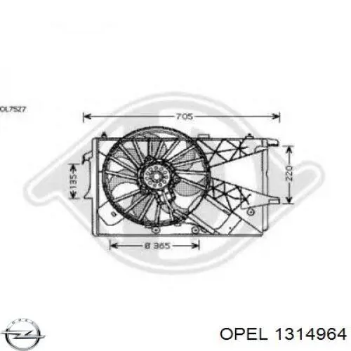 1314964 Opel ventilador, refrigeración del motor