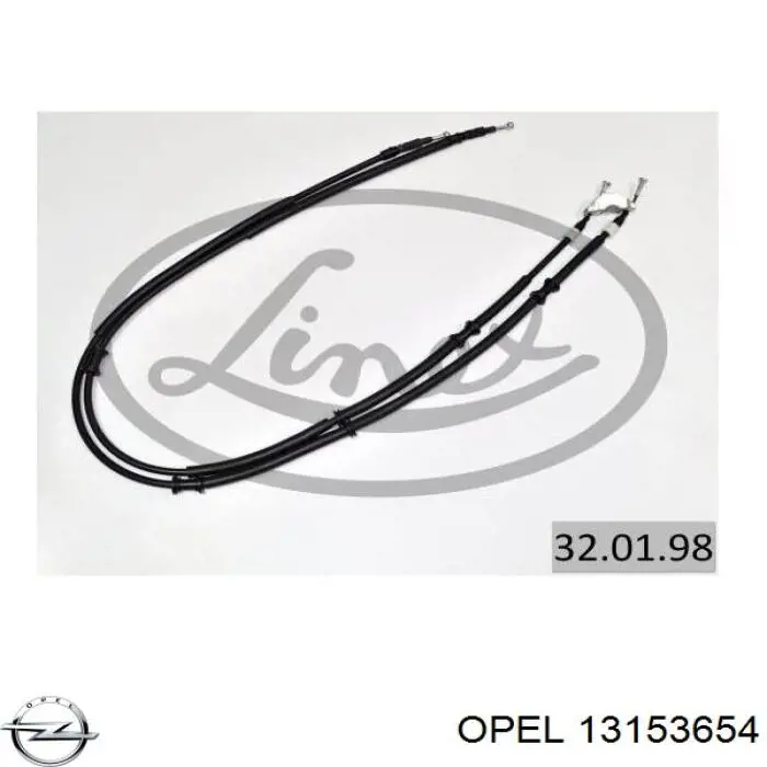 13153654 Opel cable de freno de mano trasero derecho/izquierdo