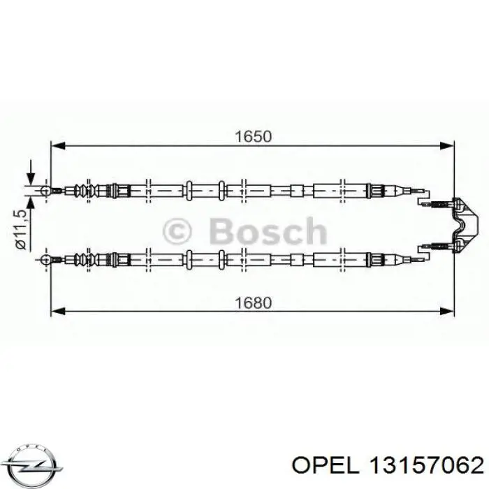 13157062 Opel cable de freno de mano trasero derecho/izquierdo