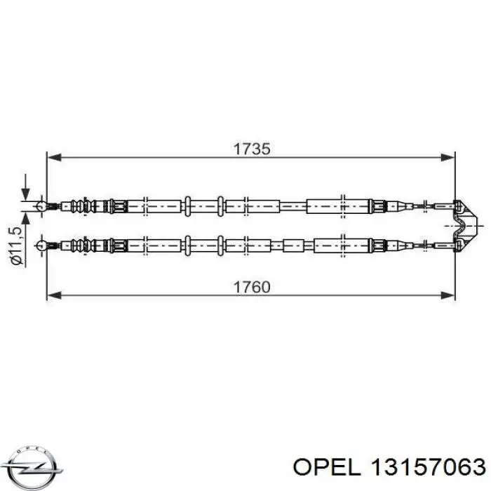 Cable de freno de mano trasero derecho/izquierdo Opel 13157063 precio, desde 27,62 EUR