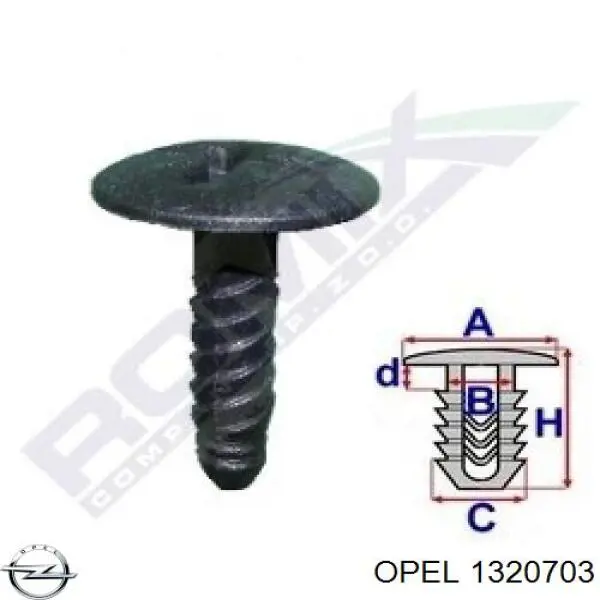 1320703 Opel clips de fijación para rejilla de radiador de panel