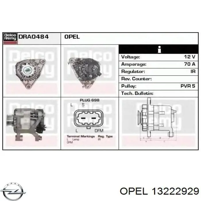 Alternador 13222929 Opel