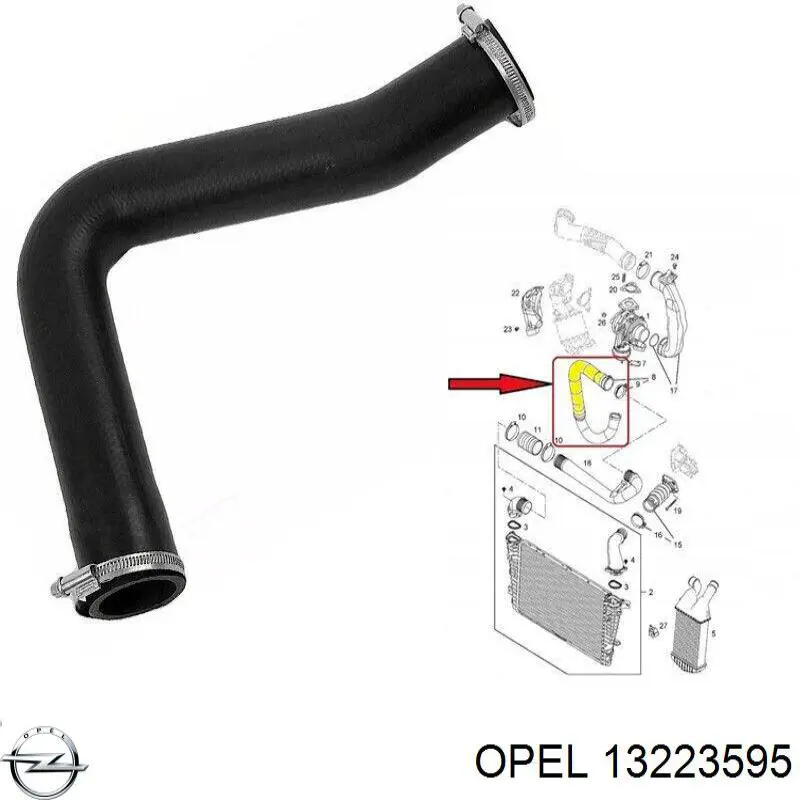 13223595 Opel tubo flexible de aire de sobrealimentación, de turbina