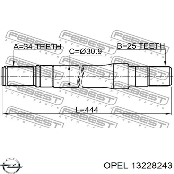 13228243 Opel semieje de transmisión intermedio