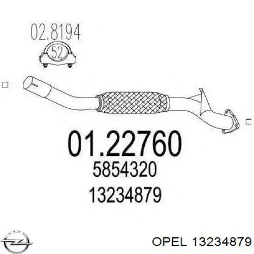 13234879 Opel silenciador del medio