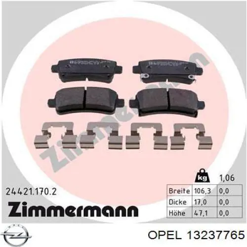Pastillas traseras de freno Opel 13237765 precio, desde 23,49 EUR