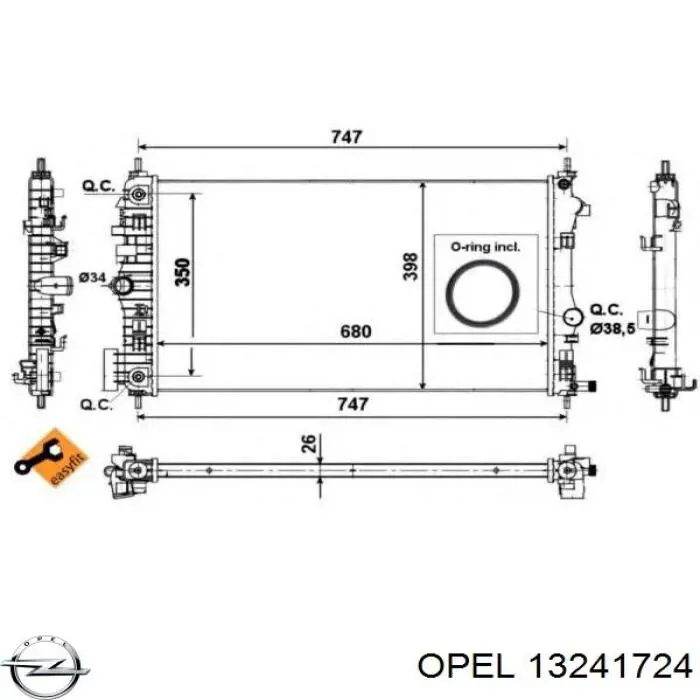 13241724 Opel radiador refrigeración del motor