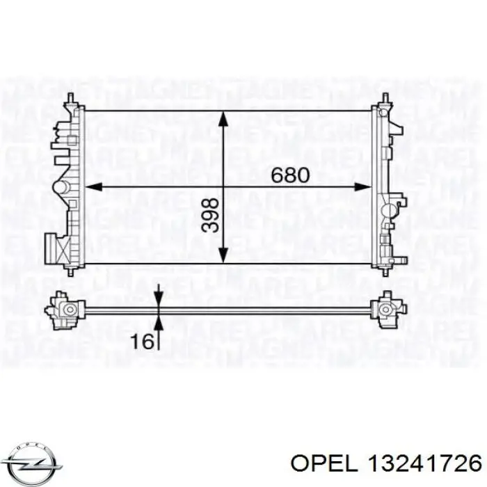 13241726 Opel radiador refrigeración del motor