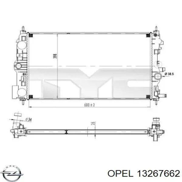 13267662 Opel radiador refrigeración del motor