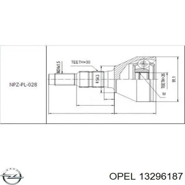 13296187 Opel junta homocinética exterior delantera