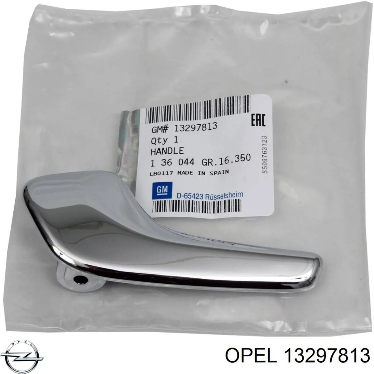 13297813 Opel manecilla de puerta, equipamiento habitáculo, delantera izquierda