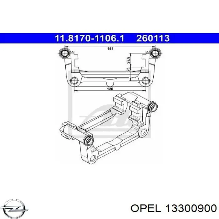 13300900 Opel soporte, pinza de freno trasera