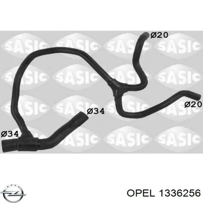 1336256 Opel manguera refrigerante para radiador inferiora