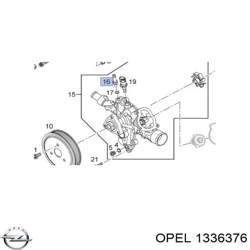 1336376 Opel Racor del bloque del sistema de refrigeración