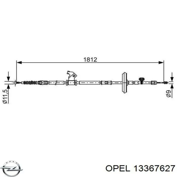 13367627 Opel cable de freno de mano trasero izquierdo