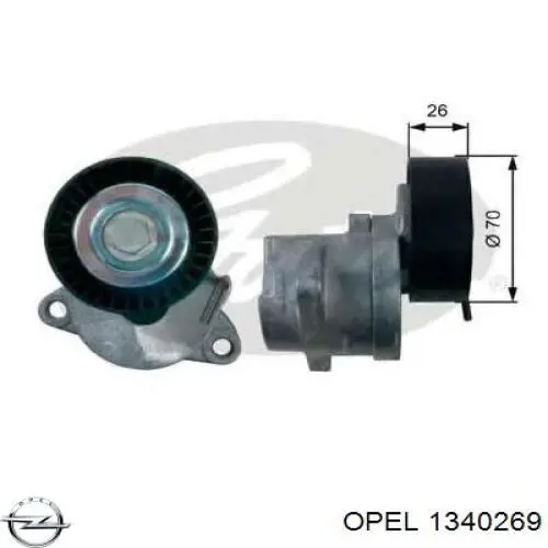 1340269 Opel tensor de correa, correa poli v