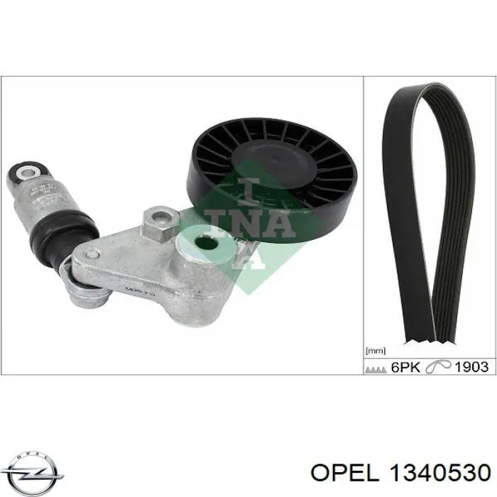 Tensor de correa poli V 1340530 Opel