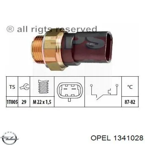 Sensor de temperatura 1341028 Opel