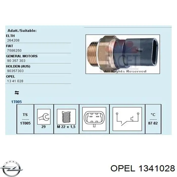 1341028 Opel Interruptor térmico