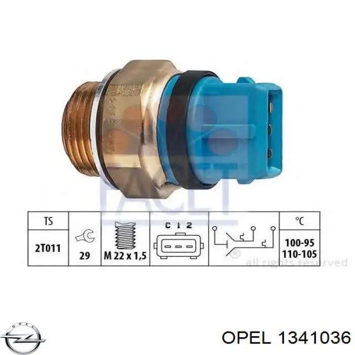 1341036 Opel sensor, temperatura del refrigerante (encendido el ventilador del radiador)