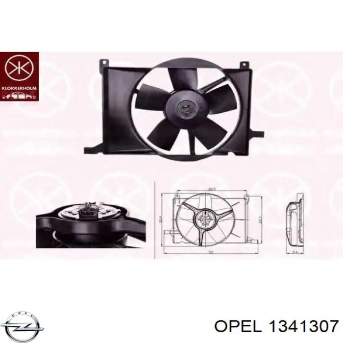 1341307 Opel ventilador (rodete +motor refrigeración del motor con electromotor completo)