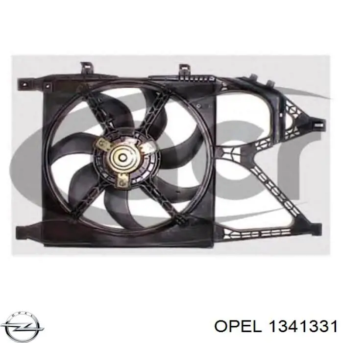 1341331 Opel difusor de radiador, ventilador de refrigeración, condensador del aire acondicionado, completo con motor y rodete