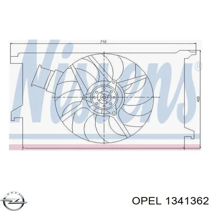 1341362 Opel ventilador (rodete +motor refrigeración del motor con electromotor completo)