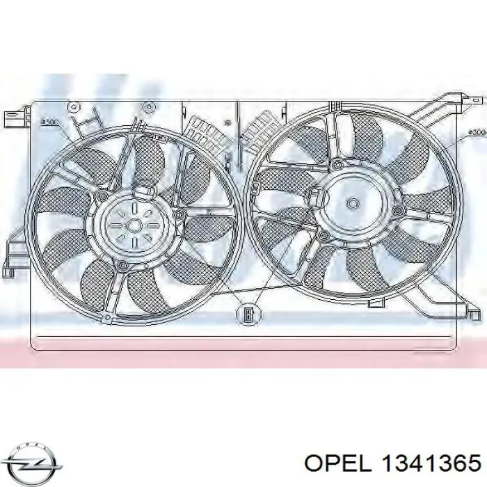 1341365 Opel ventilador (rodete +motor refrigeración del motor con electromotor, izquierdo)