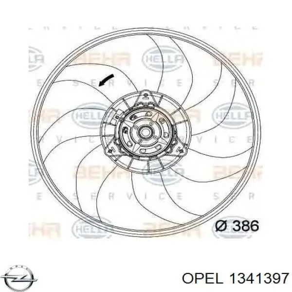 1341397 Opel difusor de radiador, ventilador de refrigeración, condensador del aire acondicionado, completo con motor y rodete