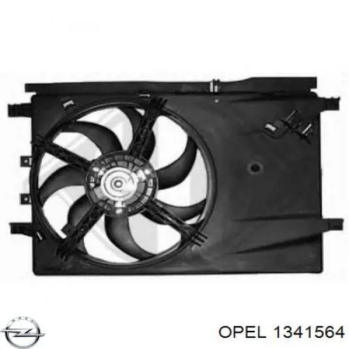 1341564 Opel ventilador (rodete +motor refrigeración del motor con electromotor completo)