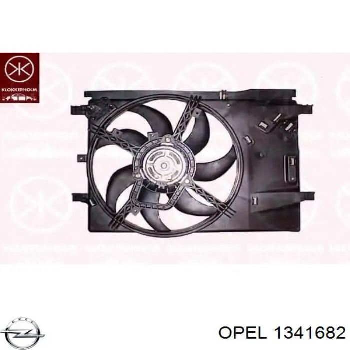 1341682 Opel ventilador (rodete +motor refrigeración del motor con electromotor completo)