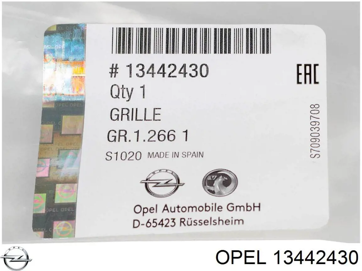 Rejilla de ventilación, paragolpes delantero, central Opel 13442430 precio, desde 26,00 EUR