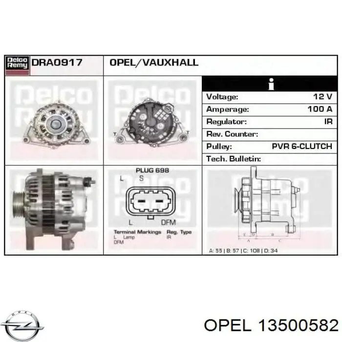 Alternador del motor Opel 13500582 precio, desde 111,80 EUR