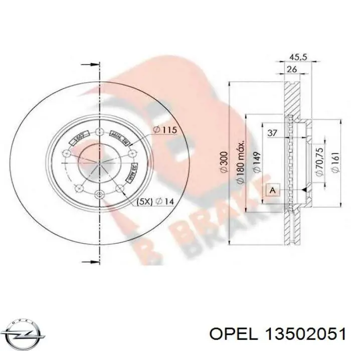 Comprar 13502051 Opel Freno de disco delantero