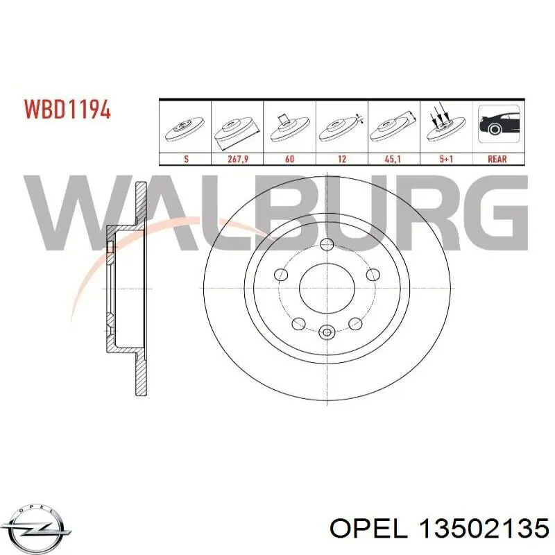 Comprar 13502135 Opel Disco de freno trasero