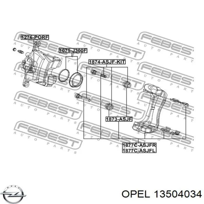 13504034 Opel juego de reparación, pinza de freno delantero