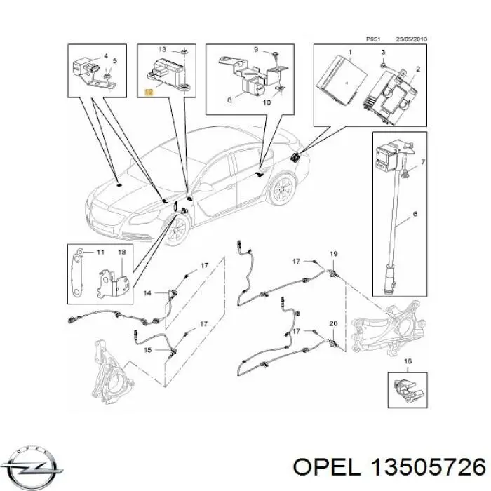 Sensor de aceleración lateral (ESP) Opel 13505726 precio, desde 30,49 EUR