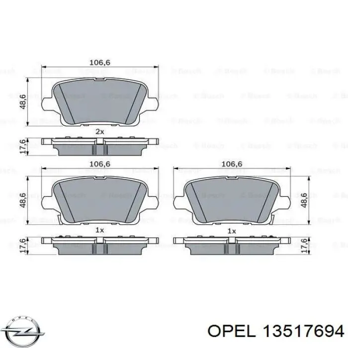 13517694 General Motors Pastillas freno traseras
