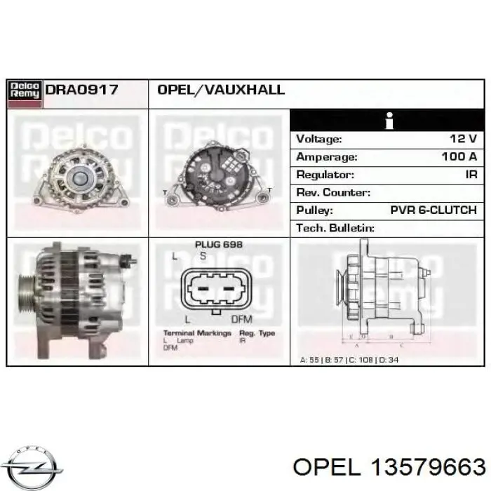 13579663 Opel alternador
