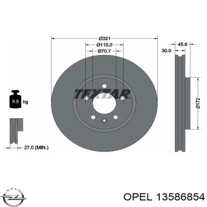 13586854 Opel disco de freno delantero