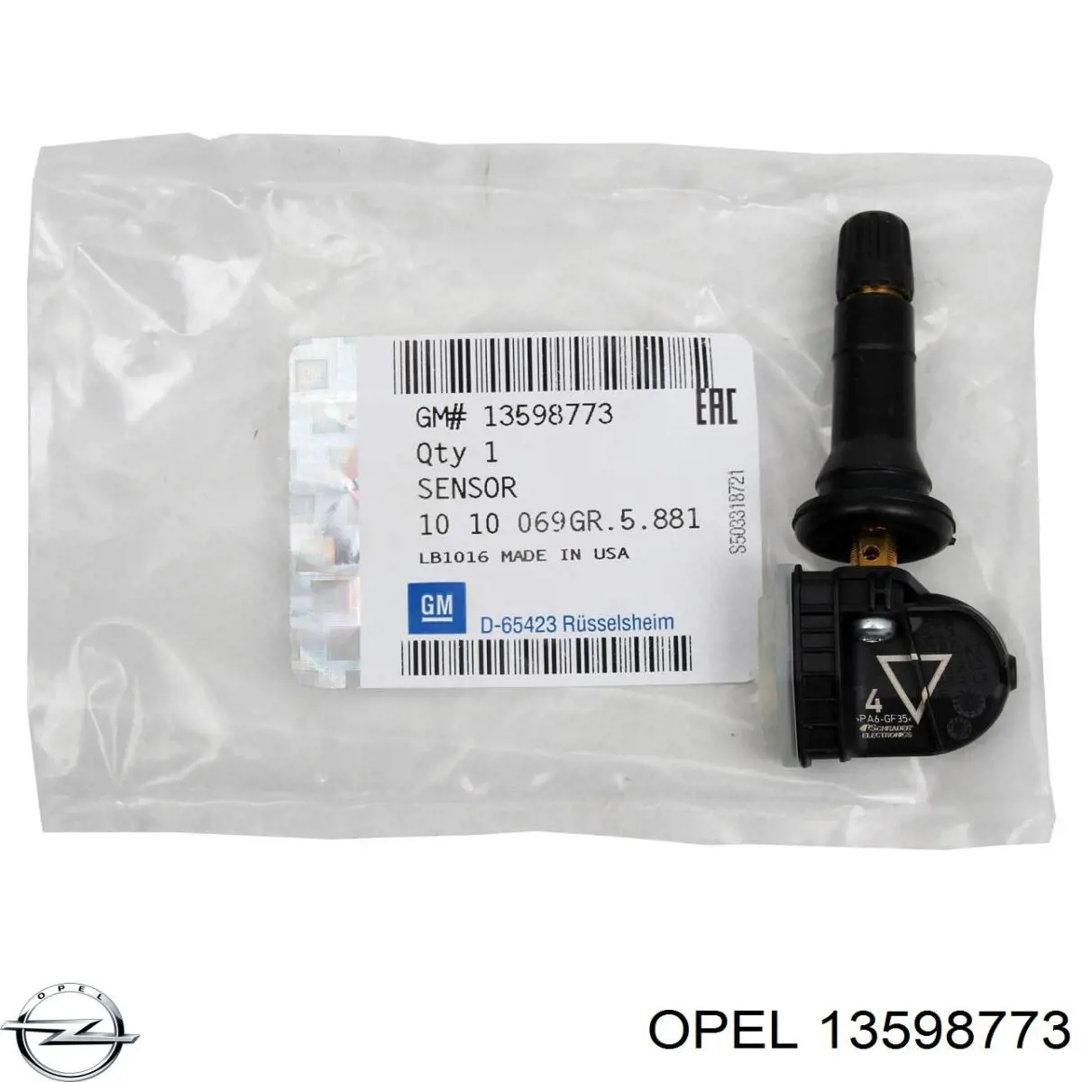 Sensor de presión de neumáticos 13598773 Opel