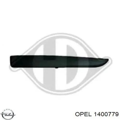 1400779 Opel moldura de parachoques delantero izquierdo